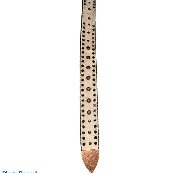 Nocona Leather Cheetah Horseshoe Crystal Belt Sz L - Picture 5 of 7